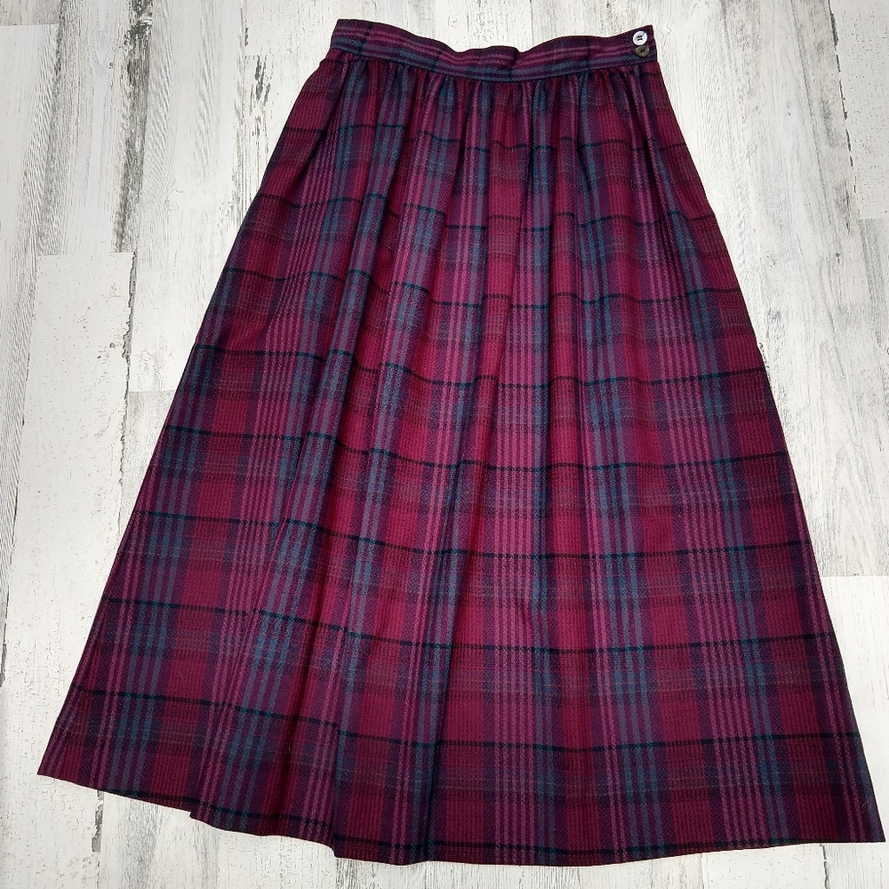 Vintage 70s Union Label Evan Picone Plaid Skirt